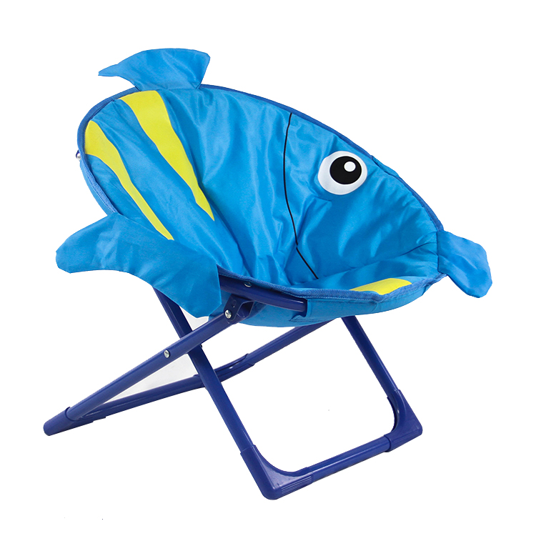 Precio de descuento de suministro de fábrica Cute Fish Pattern Soft Outdoor Moon Silla plegable para niños